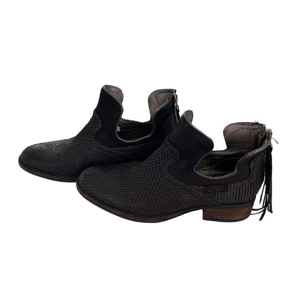 Freeman T. Porter Womens Moto Booties Size 9 Black Textured Leather Zipper Back - Picture 11 of 15